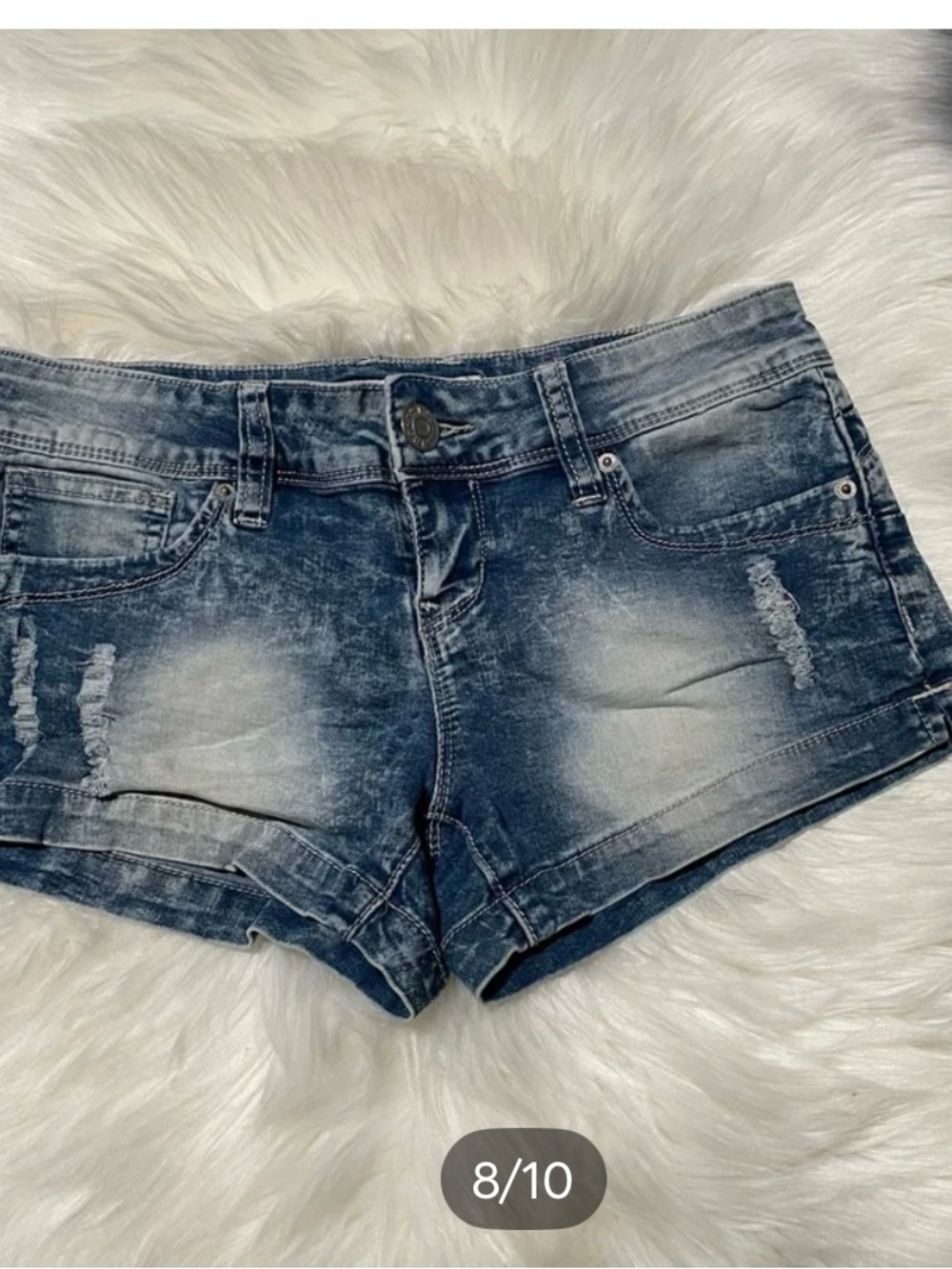 Guess Light Wash Distressed Denim Women's Shorts - Picture 7 of 9
